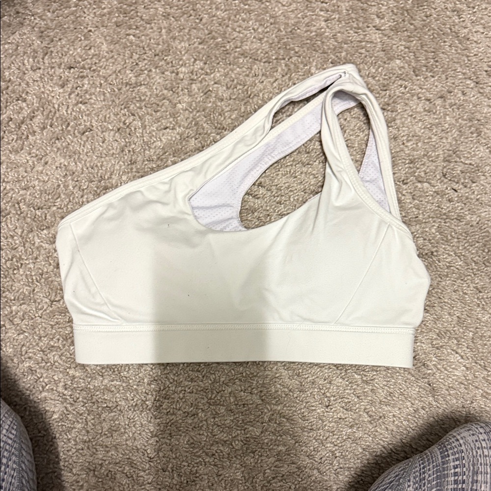 Amazon White Asymmetrical Sports Bra